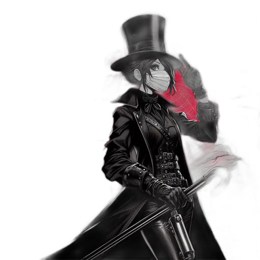 hat, mask, jacket, staff transparent PNG cut-out