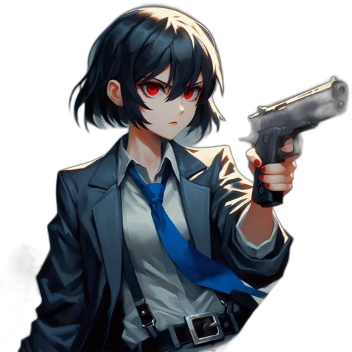 weapon, staff, jacket, face transparent PNG cut-out