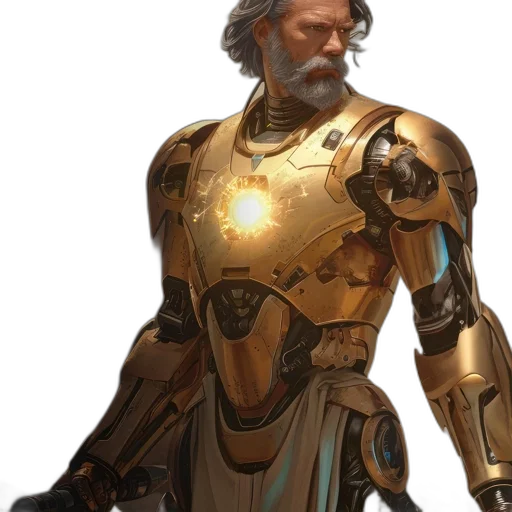 robot, sword, concept art, fantasy art transparent PNG cut-out