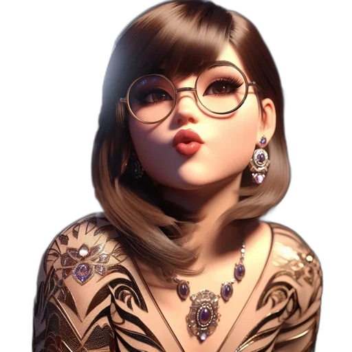 dress, jewelry, face, photorealistic transparent PNG cut-out