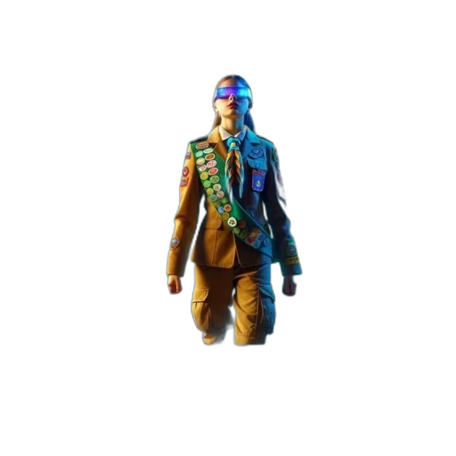 jacket, weapon, staff, creature transparent PNG cut-out