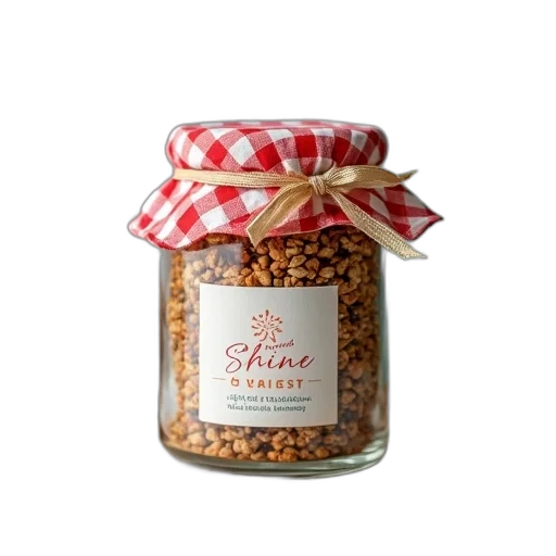 glass, jar, filled, granola transparent PNG cut-out