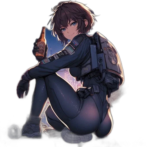 jacket, weapon, robot, staff transparent PNG cut-out