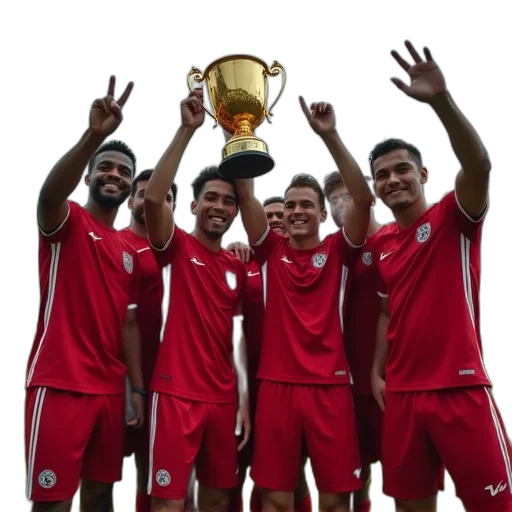 staff, players, celebrate, trophy transparent PNG cut-out
