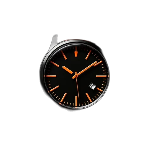 3d render, black, watch, orange transparent PNG cut-out
