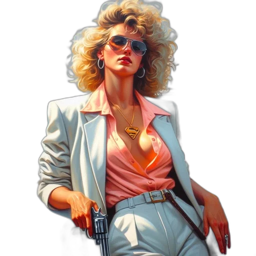 jacket, weapon, vaporwave, concept art transparent PNG cut-out