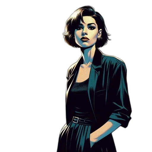 jacket, dress, comic book art, concept art transparent PNG cut-out