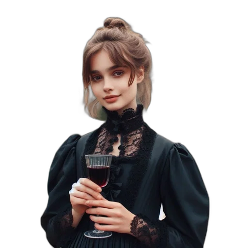 dress, jacket, face, staff transparent PNG cut-out