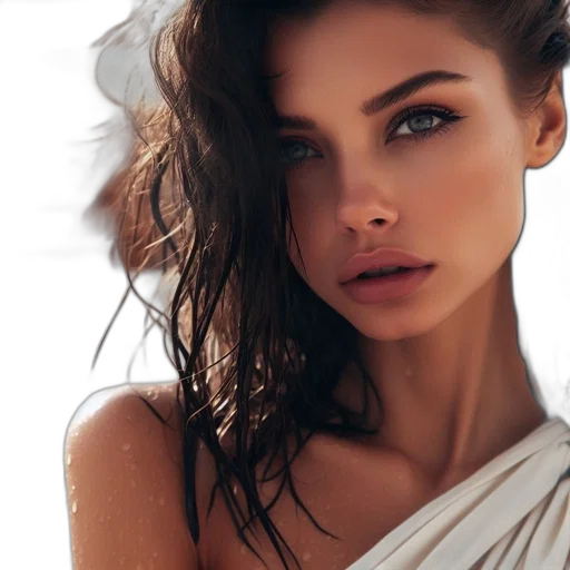 face, dress, jewelry, hair transparent PNG cut-out