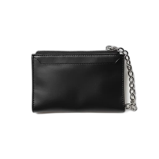 black, leather, wallet, silver transparent PNG cut-out