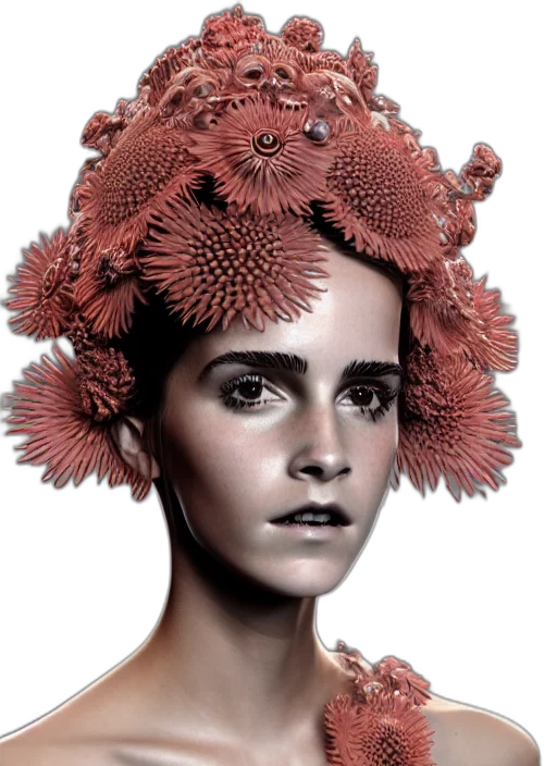 crown, hat, flower, face transparent PNG cut-out