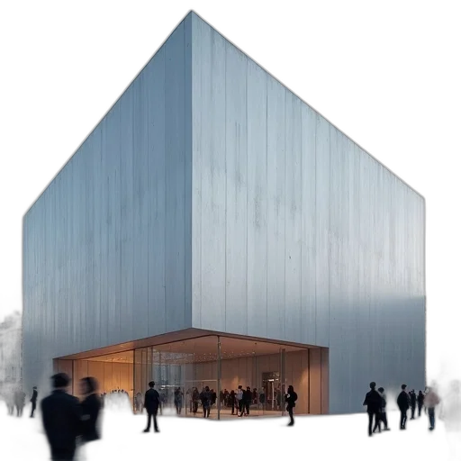 building, 3d render, concept art, silver transparent PNG cut-out