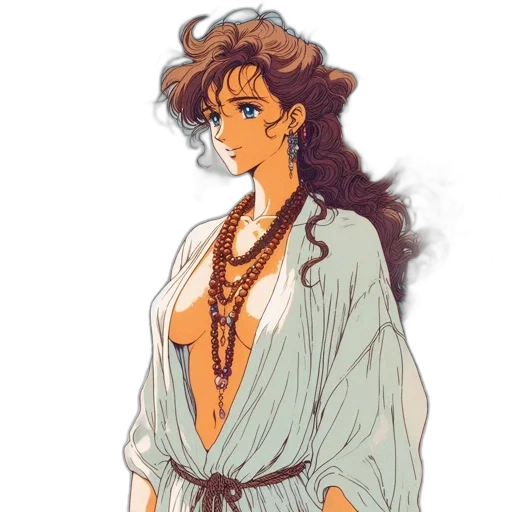 dress, jewelry, staff, concept art transparent PNG cut-out