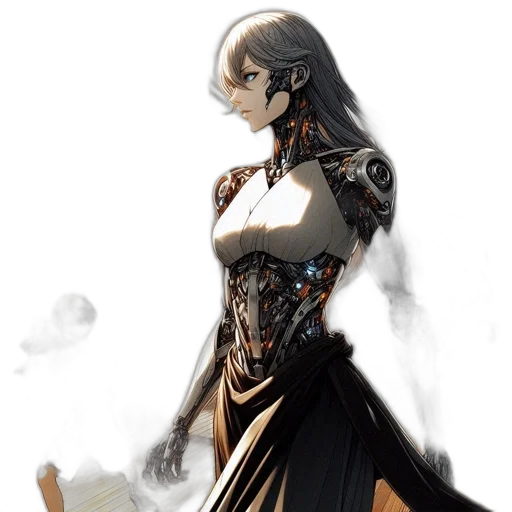 dress, robot, sword, staff transparent PNG cut-out