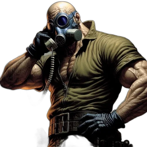 mask, concept art, comic book art, muscular transparent PNG cut-out