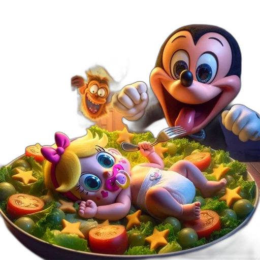 food, concept art, 3d render, artistic transparent PNG cut-out