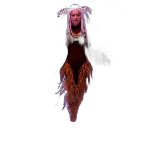 creature, staff, hair, dress transparent PNG cut-out