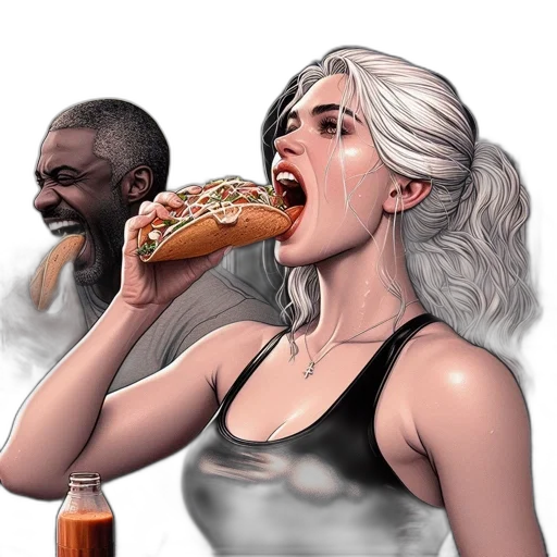 food, concept art, pixel art, cyberpunk transparent PNG cut-out