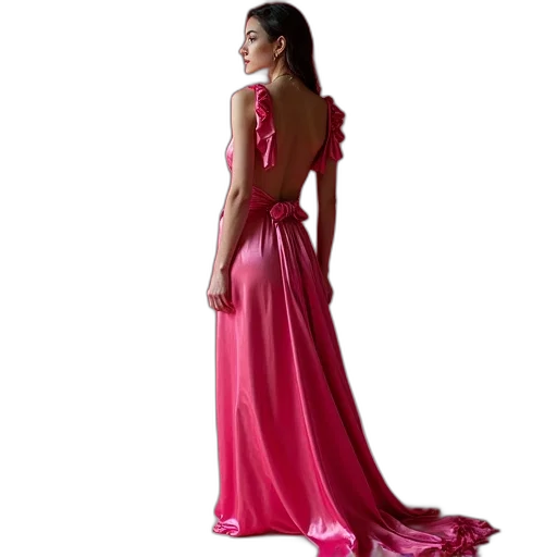 dress, hot, pink, satin transparent PNG cut-out