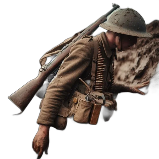 weapon, hat, jacket, staff transparent PNG cut-out