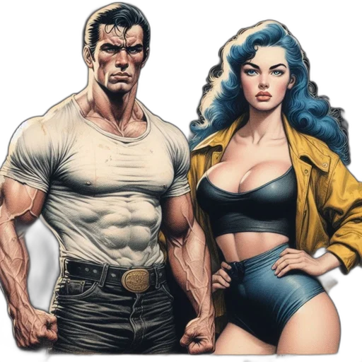 comic book art, concept art, cyberpunk, cartoon transparent PNG cut-out