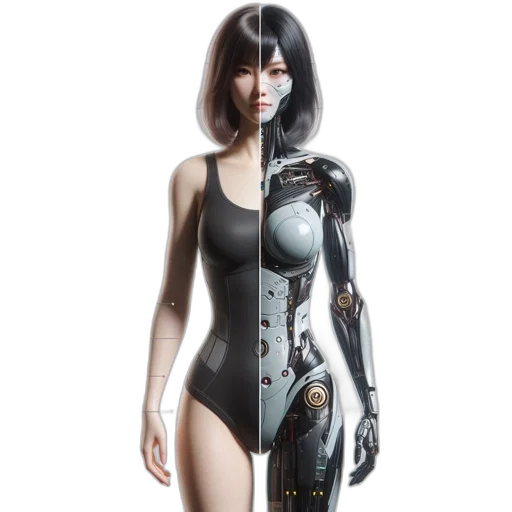 robot, dress, cyberpunk, concept art transparent PNG cut-out