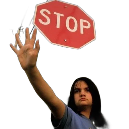 person, holding, stop, sign transparent PNG cut-out