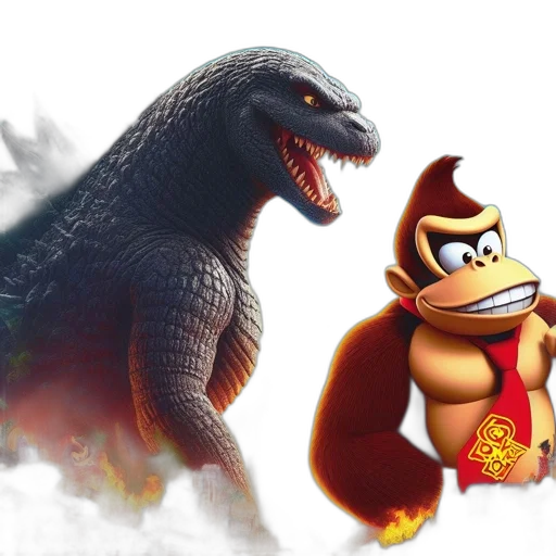 concept art, godzilla, kong, face transparent PNG cut-out