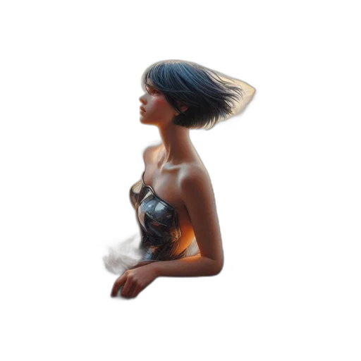 dress, hair, photorealistic, concept art transparent PNG cut-out