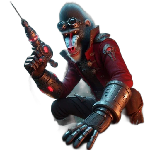 weapon, staff, mask, jacket transparent PNG cut-out