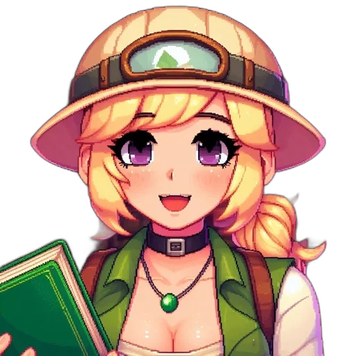 hat, staff, weapon, pixel art transparent PNG cut-out
