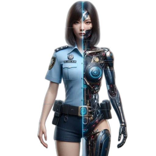 robot, dress, weapon, staff transparent PNG cut-out