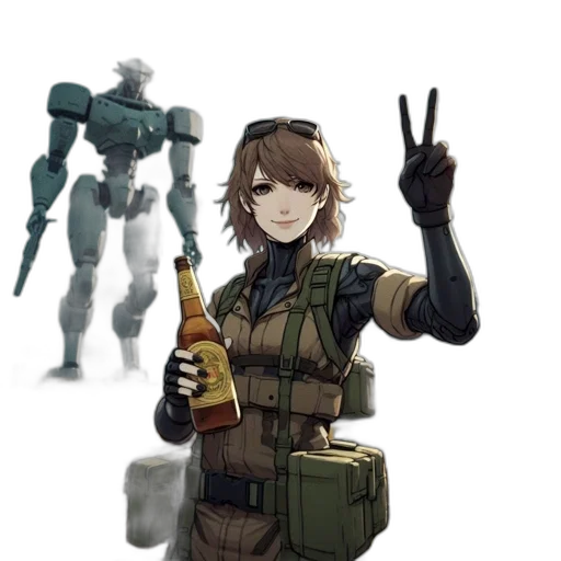 robot, weapon, jacket, staff transparent PNG cut-out
