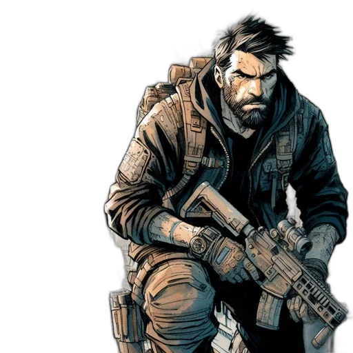 comic book art, concept art, rugged, man transparent PNG cut-out