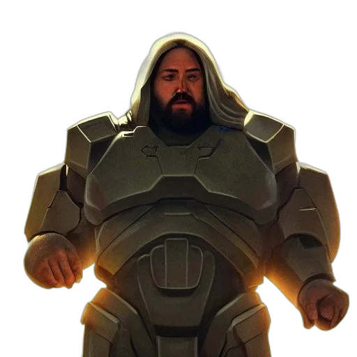 jacket, robot, staff, creature transparent PNG cut-out