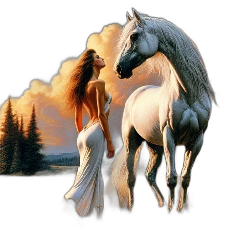 animal, fantasy art, photorealistic, oil painting transparent PNG cut-out