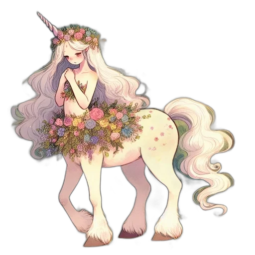 dress, creature, staff, flower transparent PNG cut-out
