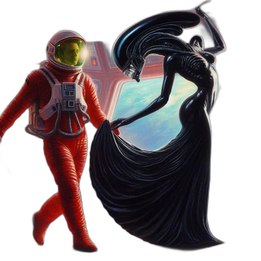 dress, robot, staff, creature transparent PNG cut-out
