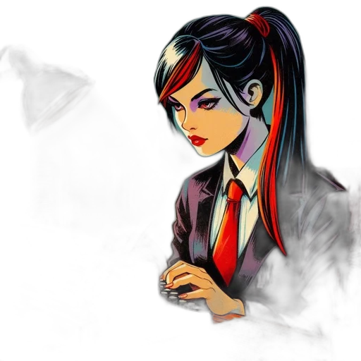 staff, jacket, mask, comic book art transparent PNG cut-out