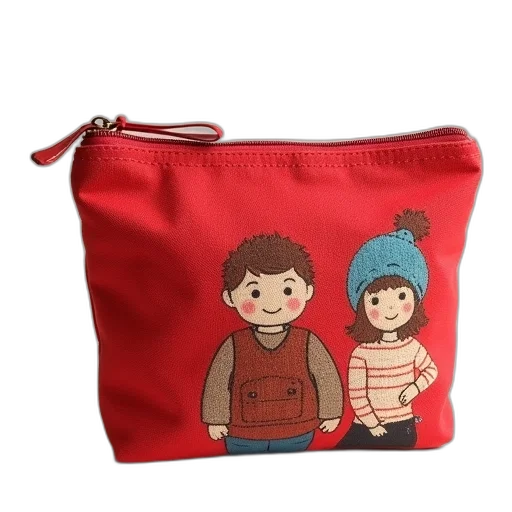 small, zippered, bag, red transparent PNG cut-out