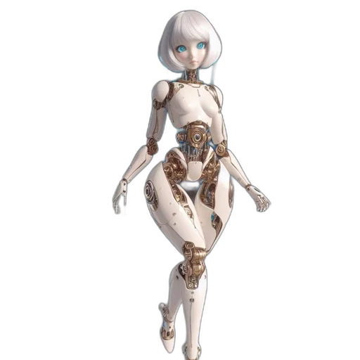 robot, dress, creature, staff transparent PNG cut-out