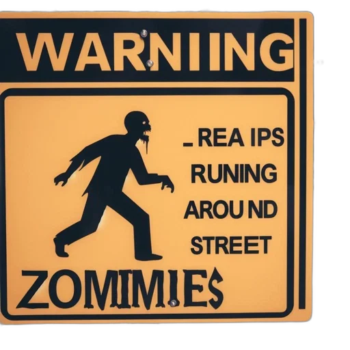 illustrated, warning, sign, zombie transparent PNG cut-out