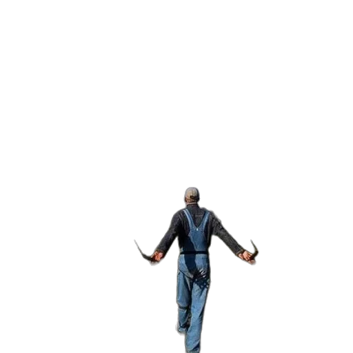 jacket, staff, creature, robot transparent PNG cut-out