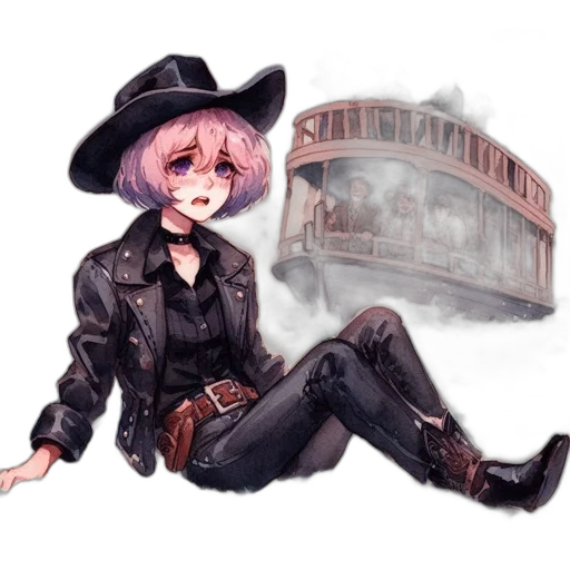 hat, jacket, weapon, robot transparent PNG cut-out