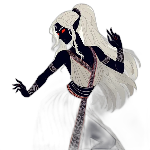 creature, mask, hair, staff transparent PNG cut-out