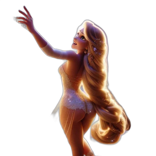 hair, dress, 3d render, concept art transparent PNG cut-out