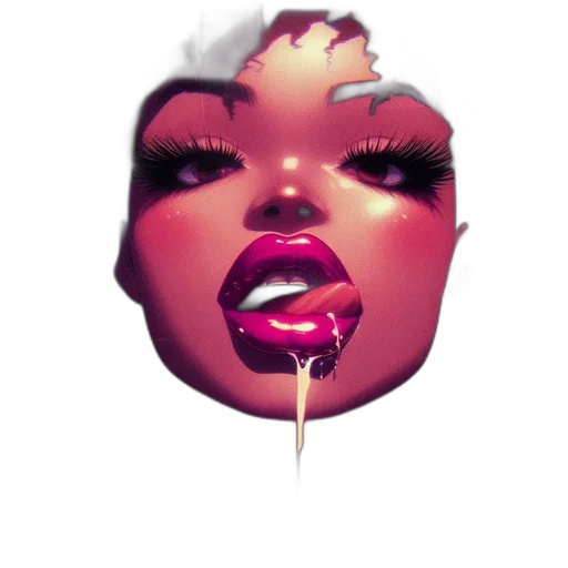 face, vaporwave, concept art, 3d render transparent PNG cut-out