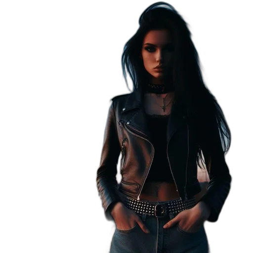 jacket, hair, concept art, photorealistic transparent PNG cut-out