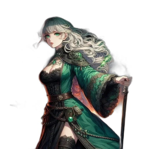 sword, dress, staff, dragon transparent PNG cut-out