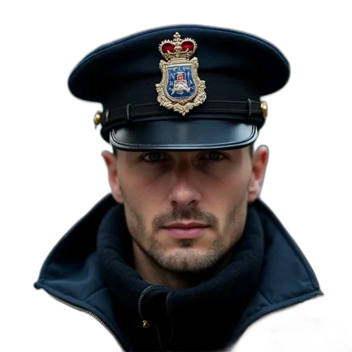jacket, staff, hat, face transparent PNG cut-out